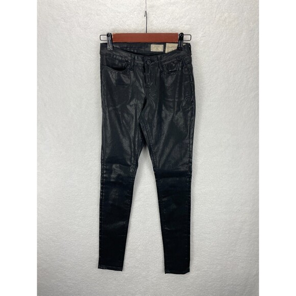AllSaints Petrel Ashby Skinny Jeans Women’s 25 Black Coated Denim Punk Style - Picture 2 of 10
